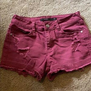 Maroon Mid-Rise Shorts